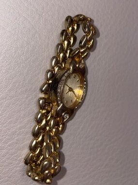 Dainty Gold Watch with Crystal Accents